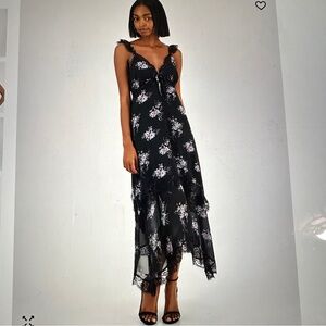 NWT Whimsical Fairycore Black Floral Textured Slip Dress by And Now This Size S